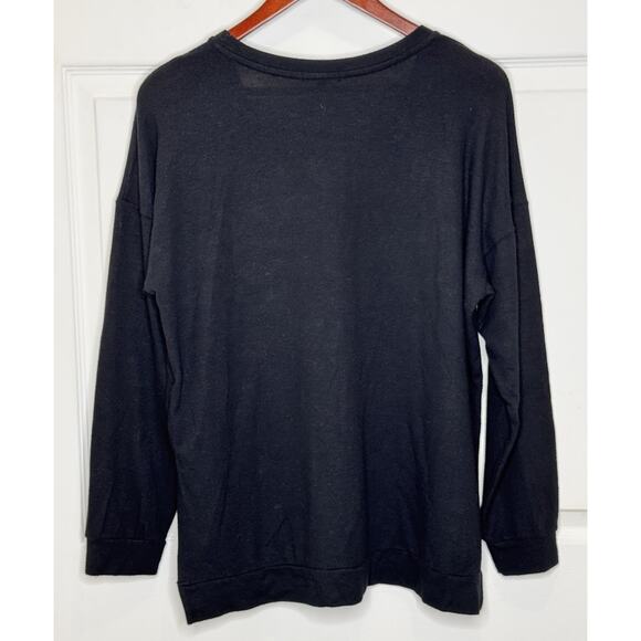 Beyond Yoga Long Sleeve Top Size Medium Black V Neck High Low Hem USA Made - Picture 5 of 7